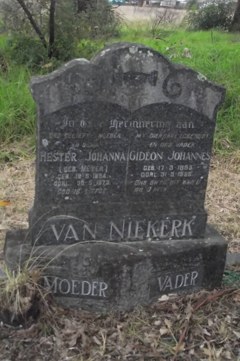 NIEKERK Gideon Johannes, van 1895-1955 &amp; Hester Johanna MEYER 1894-1973
