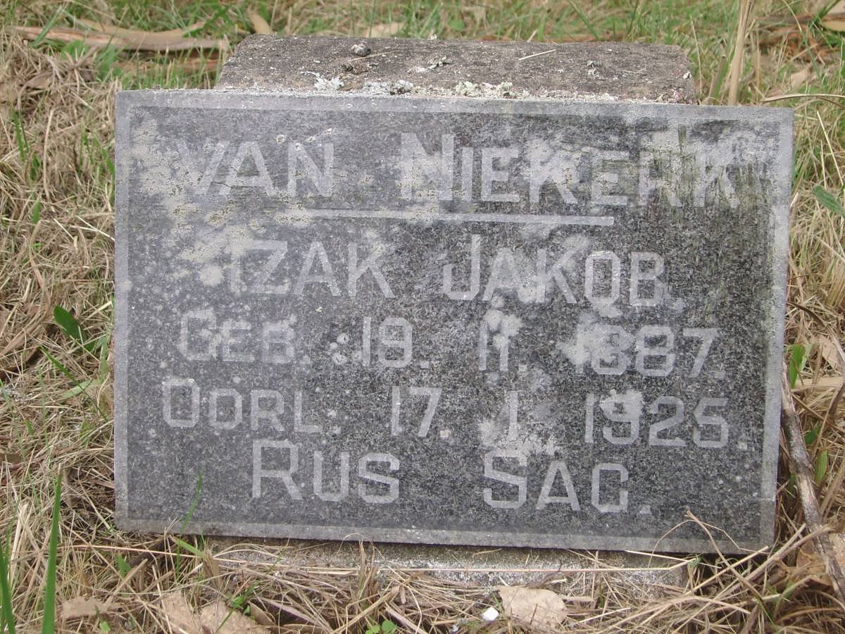 NIEKERK Izak Jakob, van 1887-1925