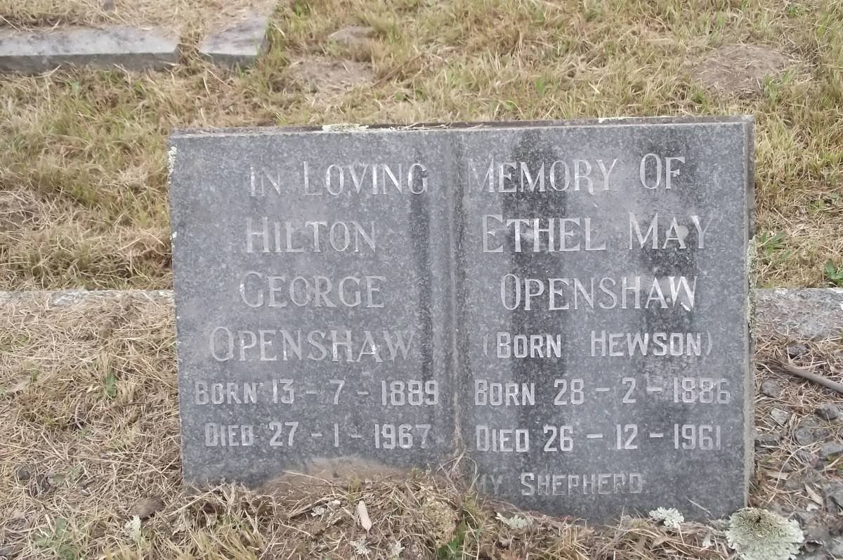 OPENSHAW Hilton George 1889-1967 &amp; Ethel May HEWSON 1886-1961