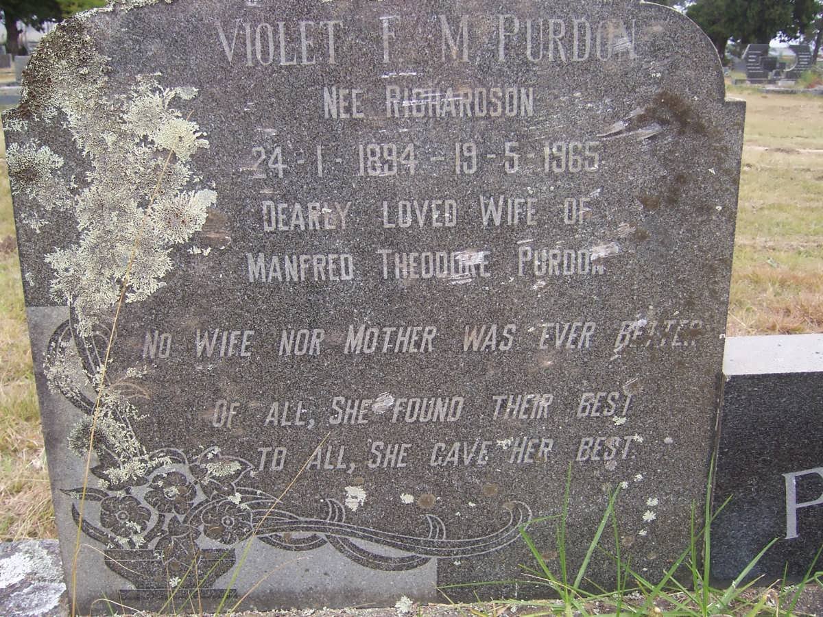 PURDON Violet F.M. nee RICHARDSON 1894-1965