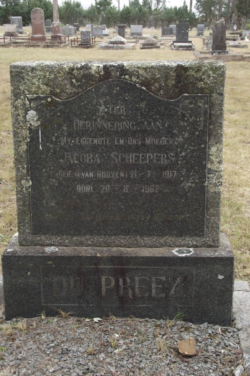 PREEZ Jacoba Scheepers, du nee VAN ROOYEN 1917-1962