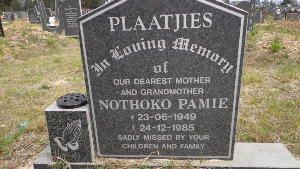 PLAATJIES Nothoko Pamie 1949-1985