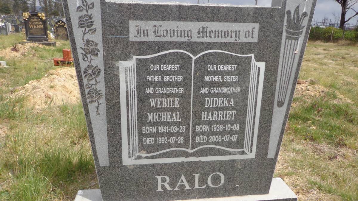 RALO Webile Michael 1941-1992 &amp; Dideka Harriet 1938-2006