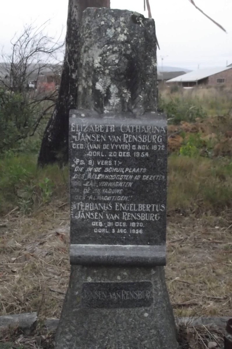 RENSBURG Stephanus Engelbertus, Jansen van 1870-1956 &amp; Elizabeth Catharina VAN DE VYVER 1872-1954
