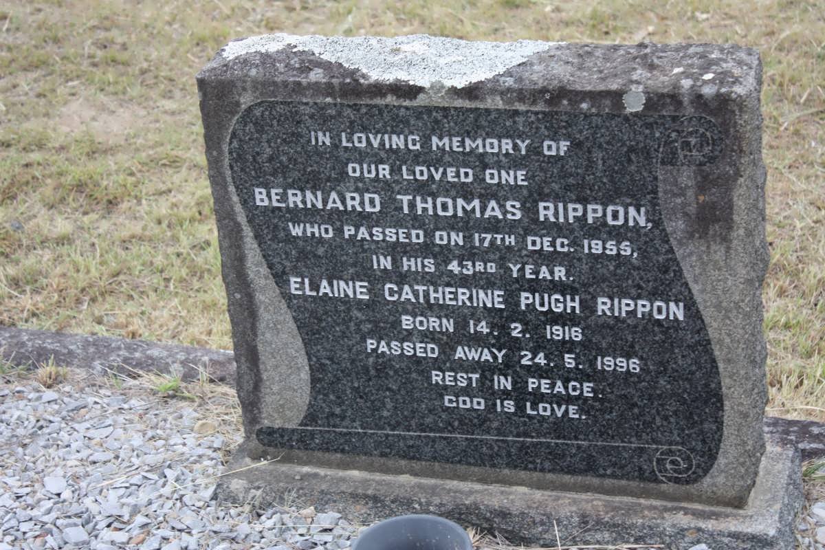 RIPPON Bernard Thomas -1955 &amp; Elaine Catherine Pugh 1916-1996