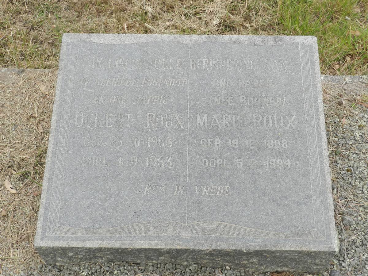 ROUX Ockert 1903-1963 &amp; Marie 1908-1984