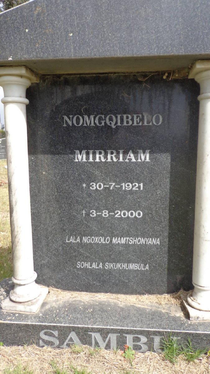 SAMBU Nomgqibelo Mirriam 1921-2000