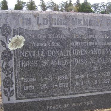 SCANLEN Owen Anthony Ross 1933-1962 :: SCANLEN Neville  Donald Ross 1938-1970