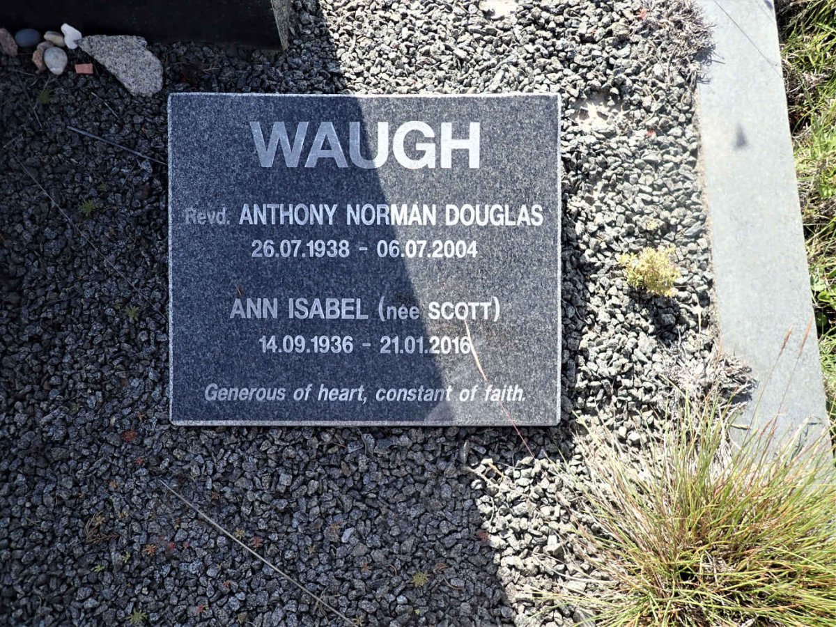 WAUGH Anthony Norman Douglas 1938-2004 &amp; Ann Isabel SCOTT 1936-2016
