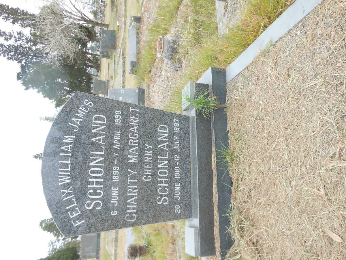 SCHONLAND Felix William James 1899-1990 &amp; Charity Margaret 1910-1997