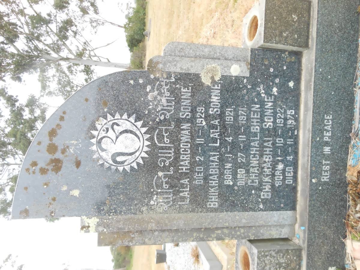SONNE Lala Hargowan -1929 :: SONNE Bhikhabhai Lala 1921-1971 :: SONNE Changhalbhen Bhikhabhai 1922-1975
