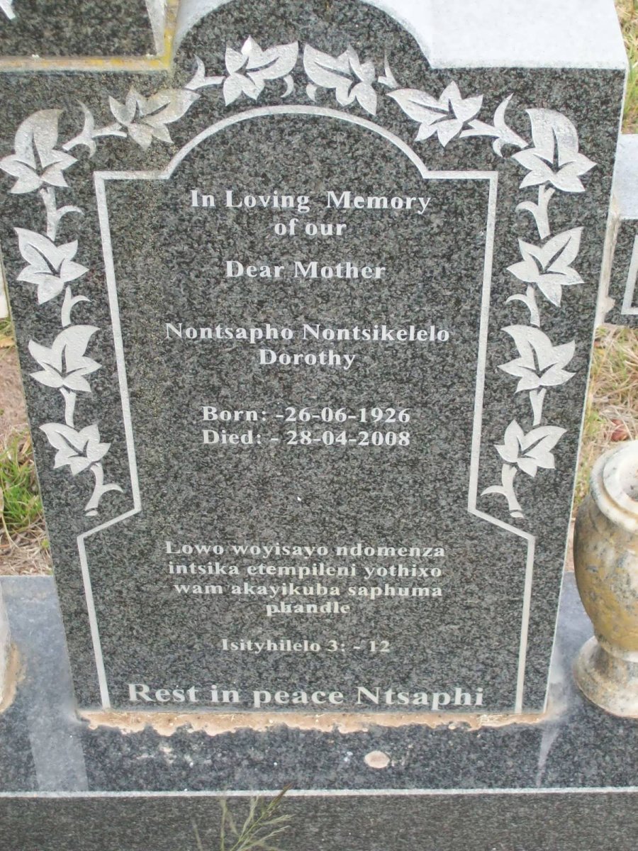 SOKUYEKA Nontsapho Nontsikelelo Dorothy 1926-2008
