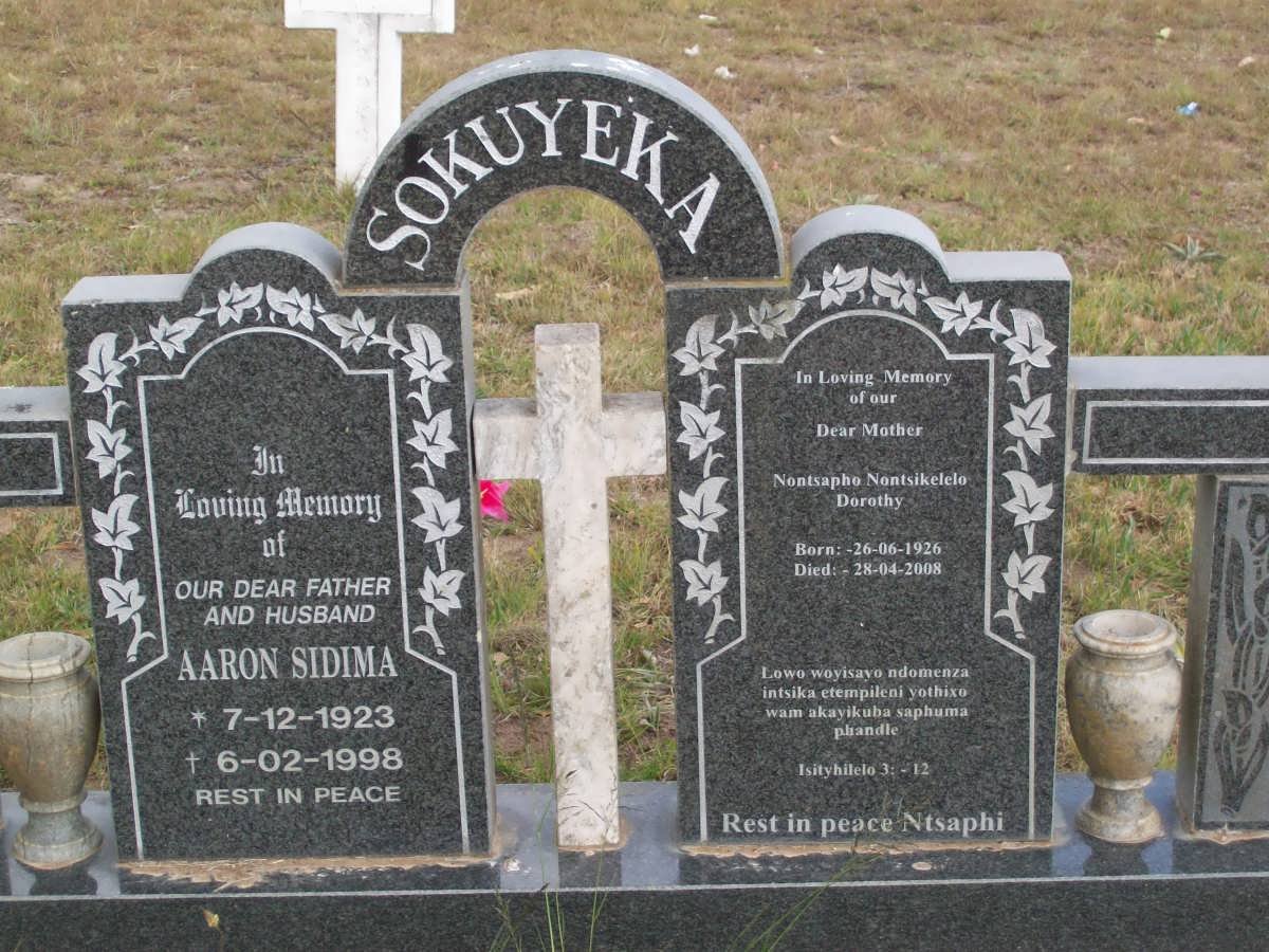 SOKUYEKA Aaron Sidima 1923-1998 &amp; Nontsapho Nontsikelelo Dorothy 1926-2008