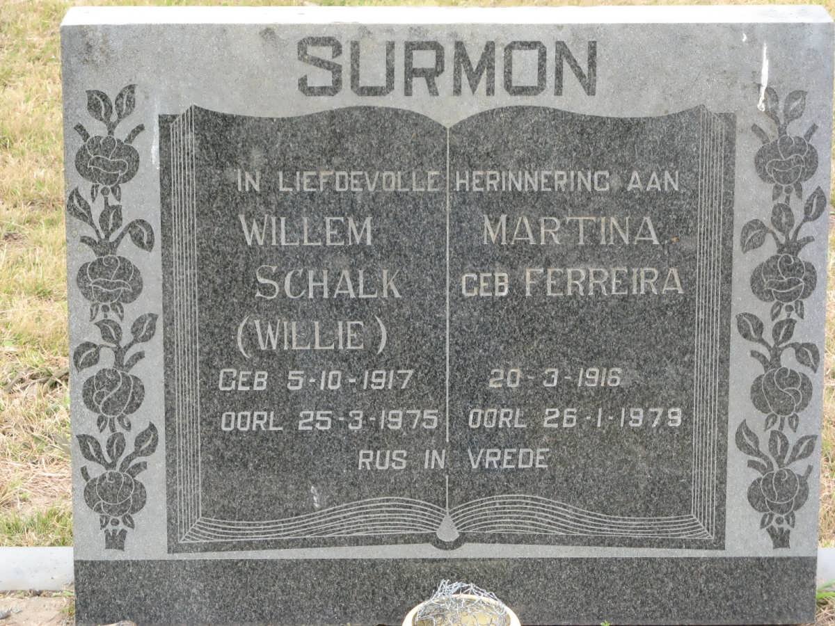 SURMON Willem Schalk 1917-1975 &amp; Martina FERREIRA 1916-1979