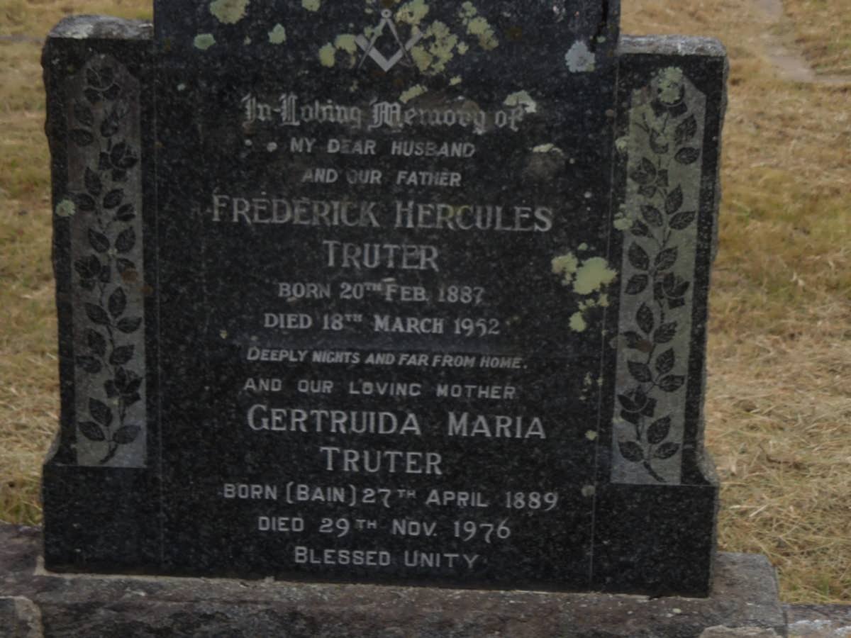 TRUTER Frederick Hercules 1887-1952 &amp; Gertruida Maria BAIN 1889-1976