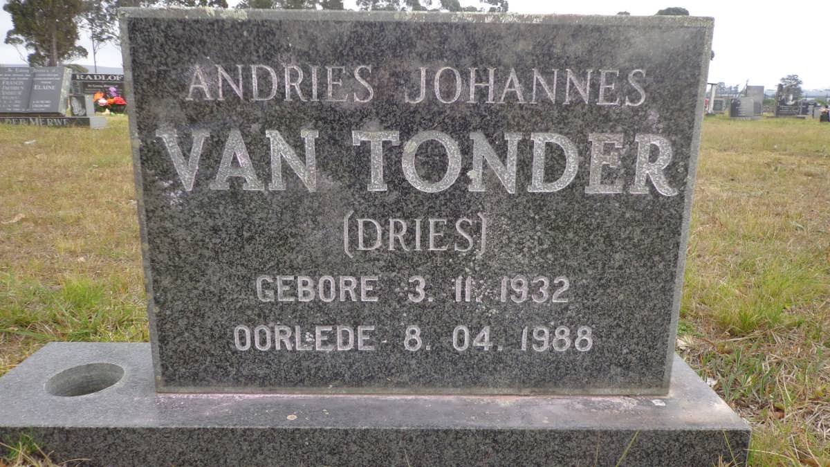 TONDER Andries Johannes, van 1932-1988