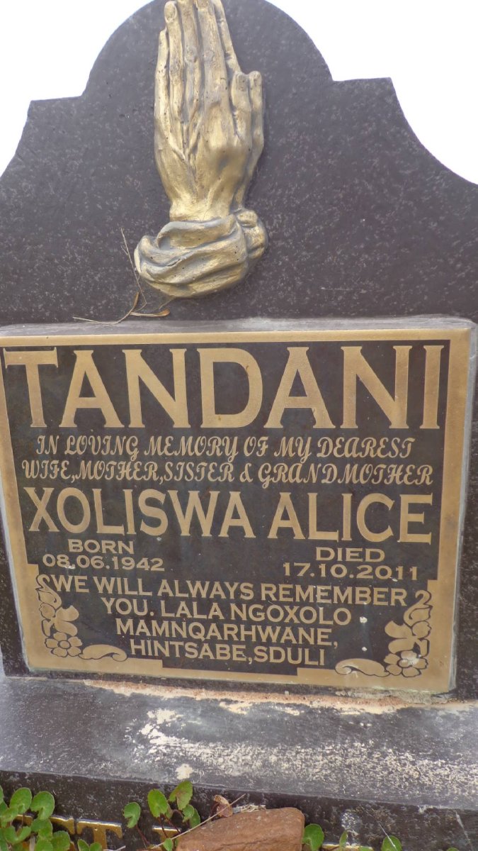 TANDANI Xoliswa Alice 1942-2011