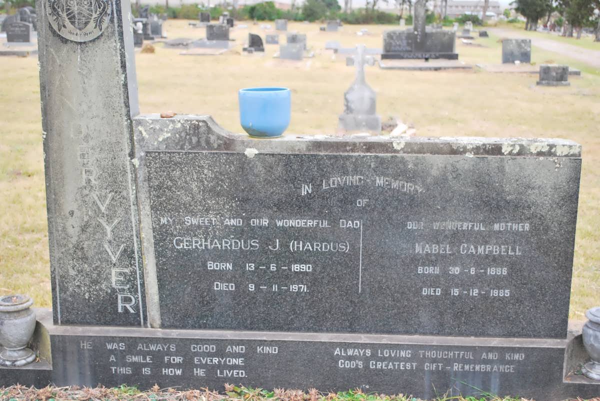 VYVER Gerhardus J., van der 1890-1971 &amp; Mabel Campbell 1886-1985