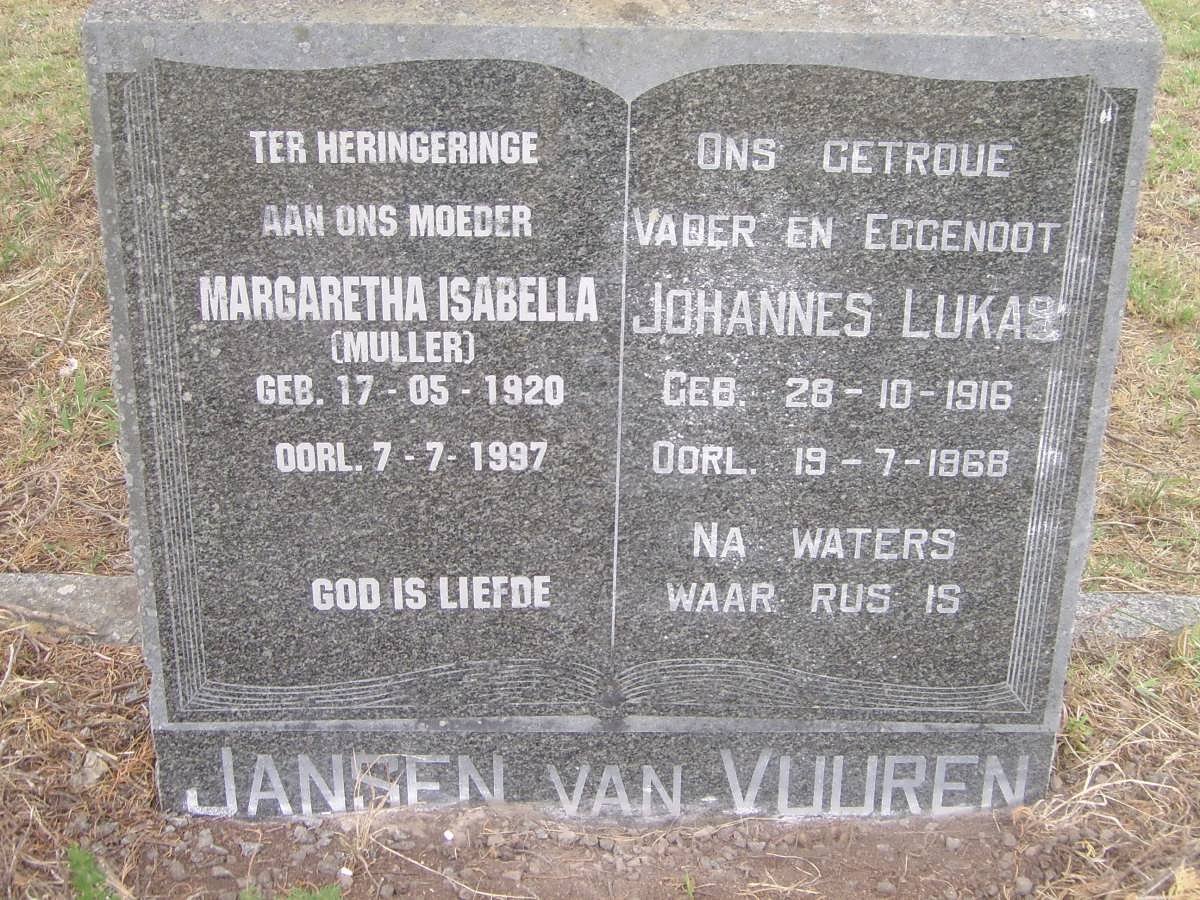 VUUREN Johannes Lukas, Jansen van 1916-1968 &amp; Margaretha Isabella MULLER 1920-1997