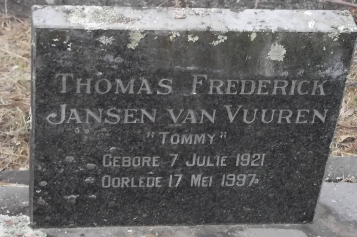VUUREN Thomas Frederick, Jansen van 1921-1997