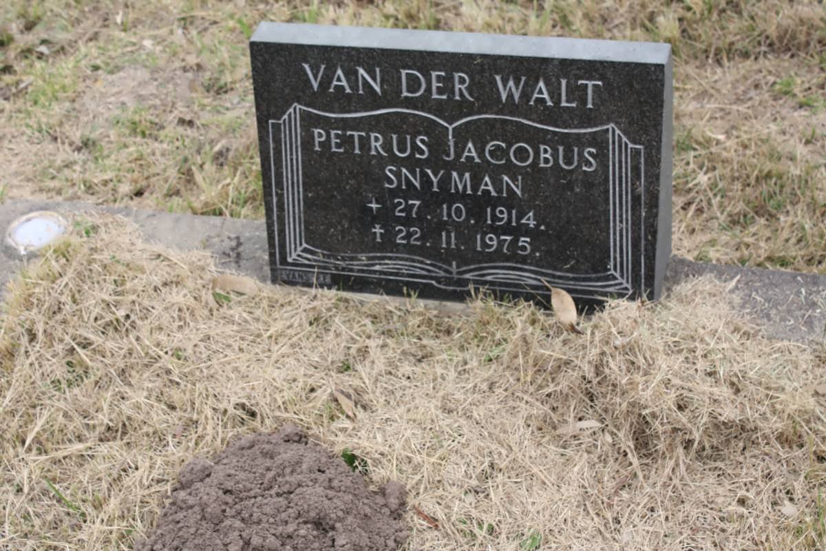 WALT Petrus Jacobus Snyman, van der 1914-1975
