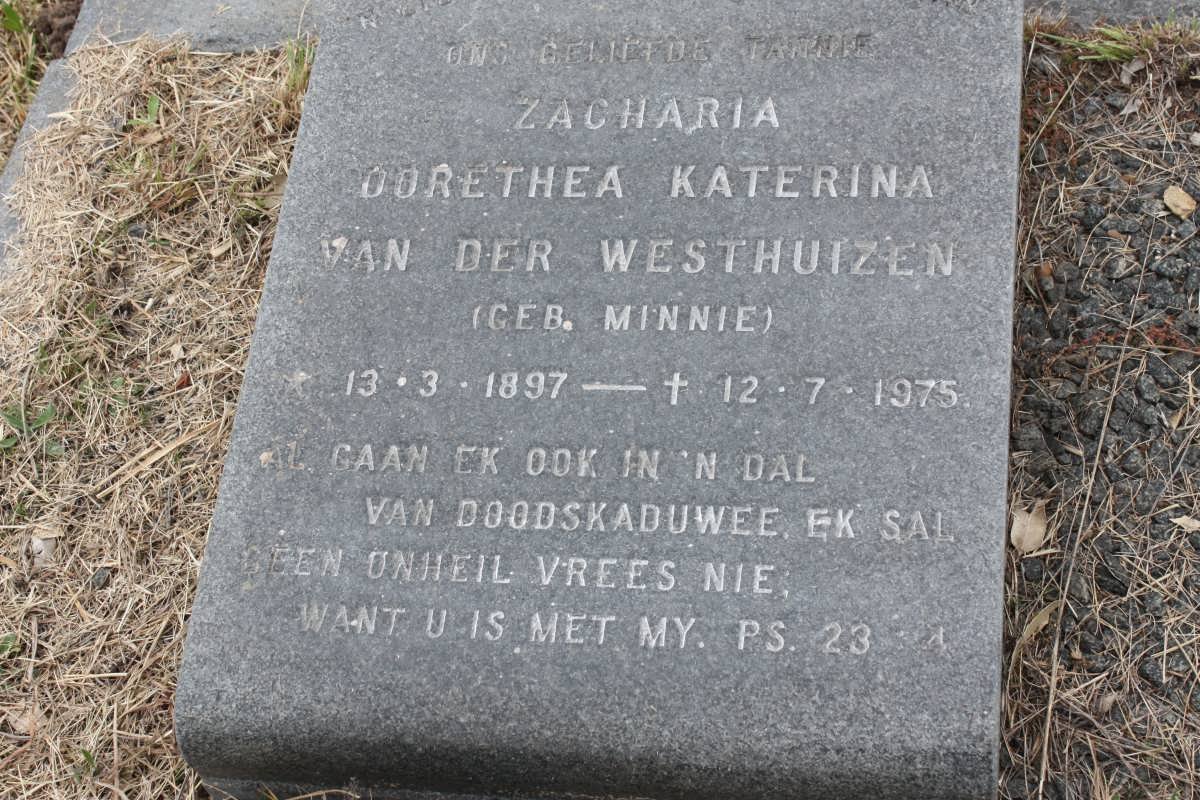WESTHUIZEN Zacharia Dorethea Katerina, van der nee MINNIE 1897-1975