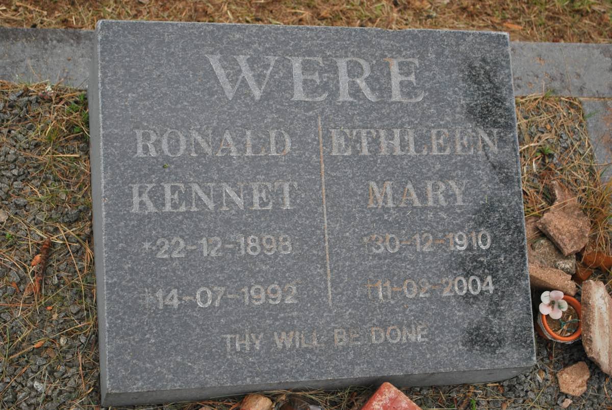 WERE Ronald Kennet 1898-1992 &amp; Ethleen Mary 1910-2004