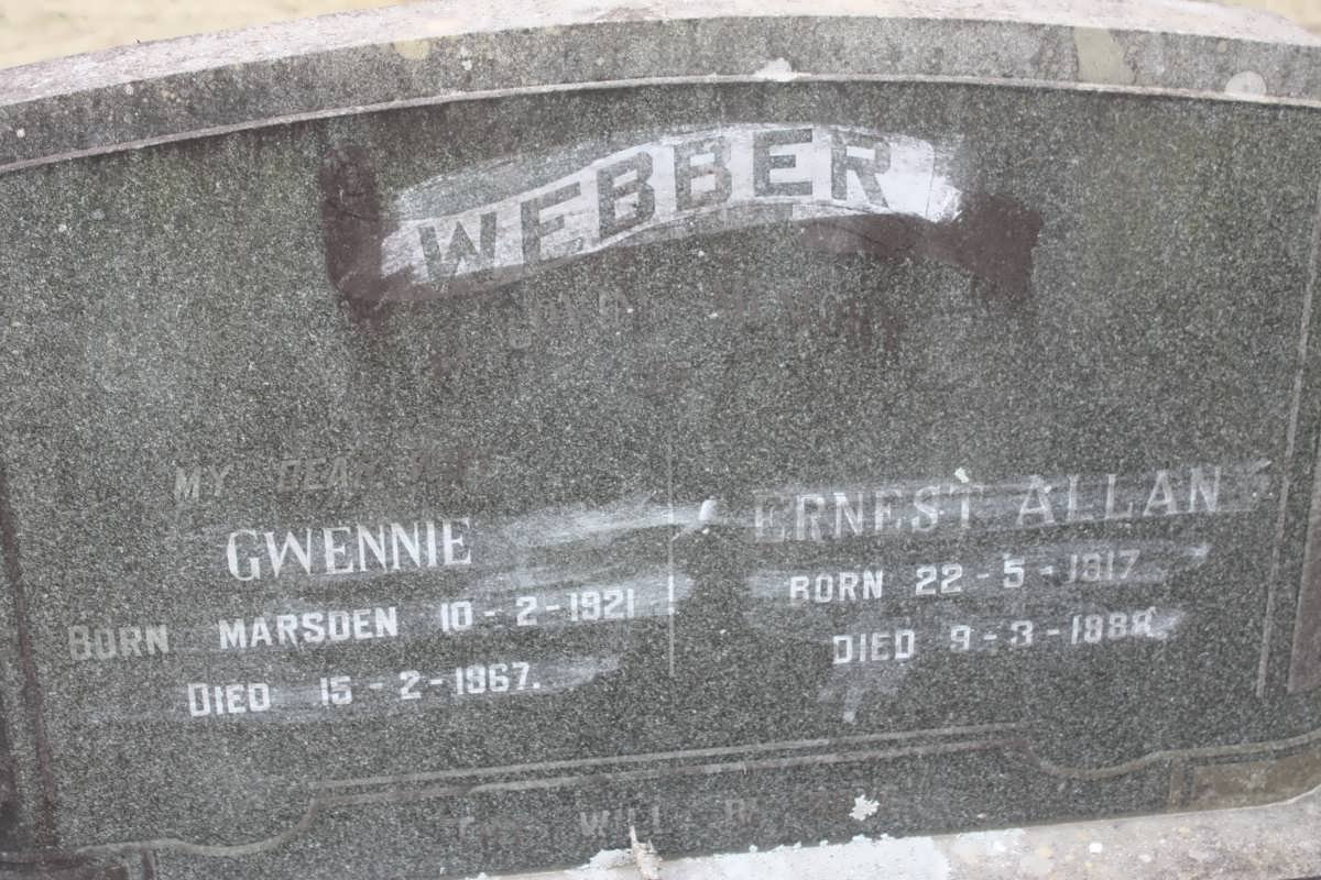 WEBBER Ernest Allan 1917-1988 &amp; Gwennie MARSDEN 1921-1967