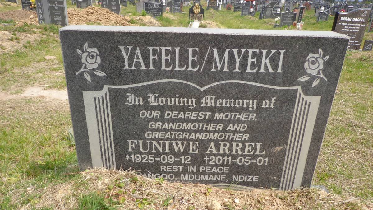 YAFELE Funiwe Arrel nee MYEKI 1925-2011