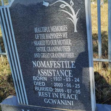 MANGALISO Nomafestile Assistance 1937-2009
