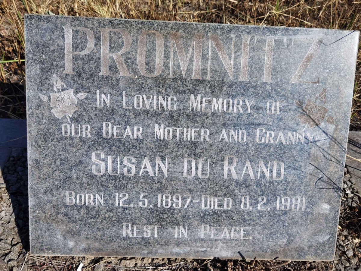 PROMNITZ Susan nee DU RAND 1897-1981
