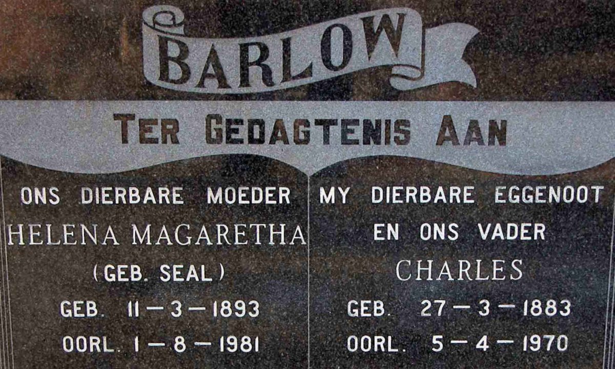 BARLOW Charles 1883-1970 &amp; Helena Magaretha SEAL 1893-1981