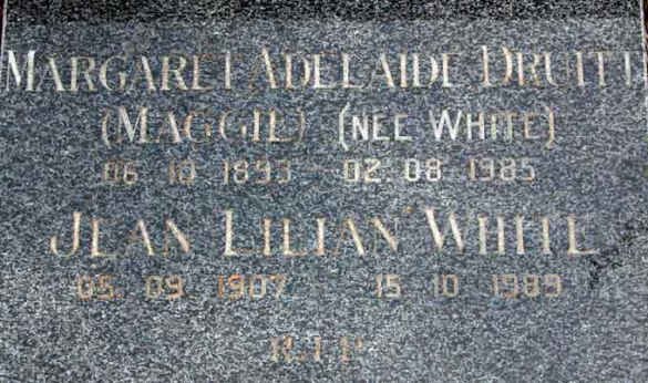 DRUITT Margaret Adelaide nee WHITE 1893-1985 :: WHITE Jean Lilian 1907-1989