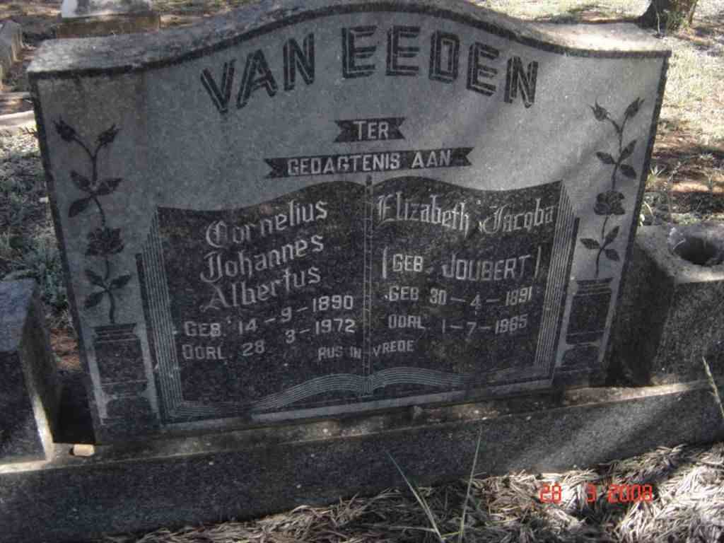EEDEN Cornelius Johannes Albertus, van 1890-1972 &amp; Elizabeth Jacoba JOUBERT 1891-1985