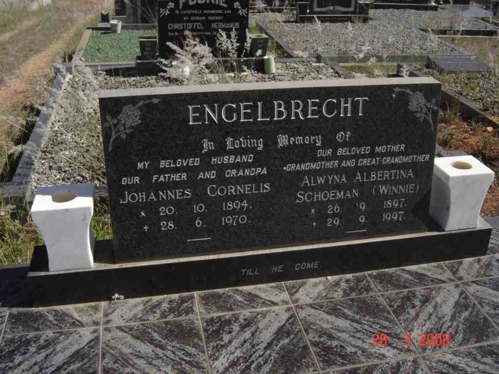ENGELBRECHT Johannes Cornelis 1894-1970 &amp; Alwyna Albertina SCHOEMAN 1897-1997