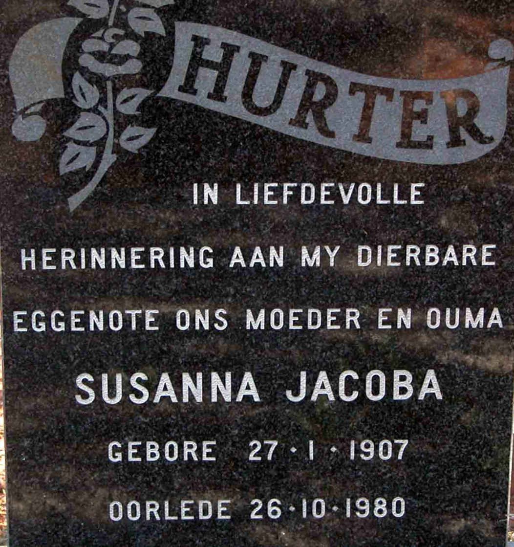 HURTER Susanna Jacoba 1907-1980
