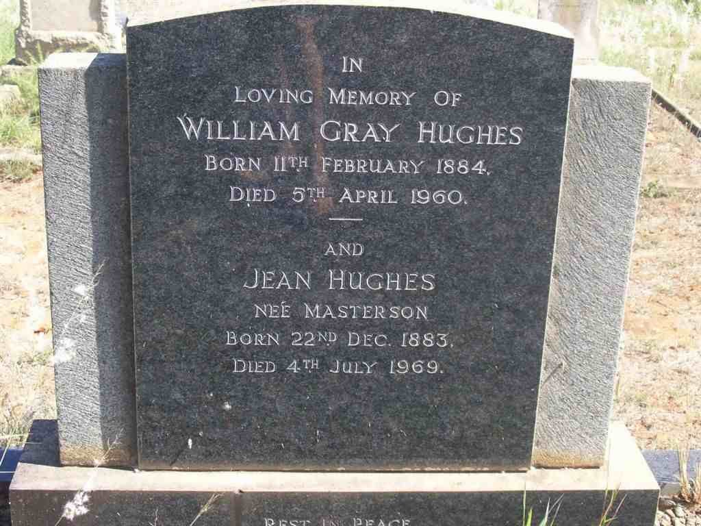 HUGHES William Gray 1884-1960  &amp; Jean MASTERSON 1883-1969
