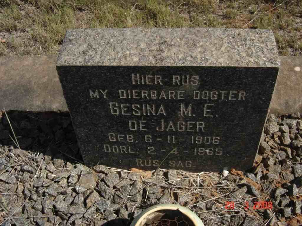 JAGER Gesina M.E., de 1906-1965