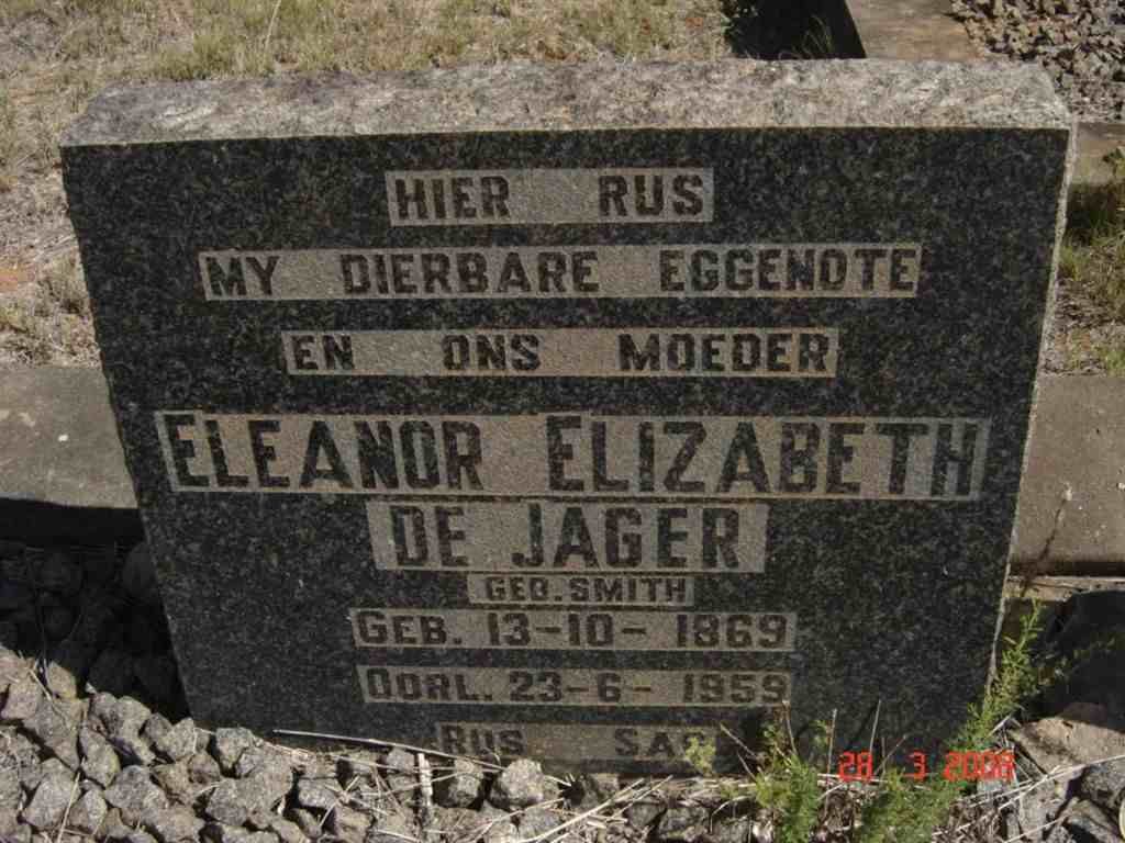 JAGER Eleanor Elizabeth, de nee SMITH 1869-1959