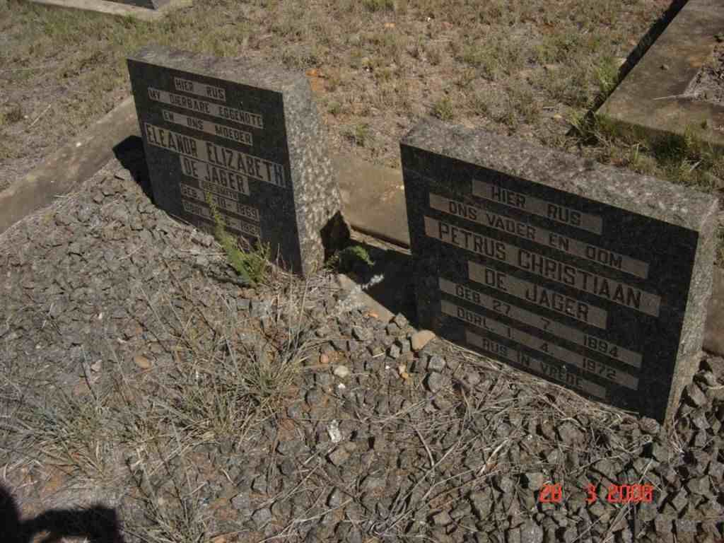 JAGER Petrus Christiaan, de 1894-1972 &amp; Eleanor Elizabeth SMITH 1869-1959