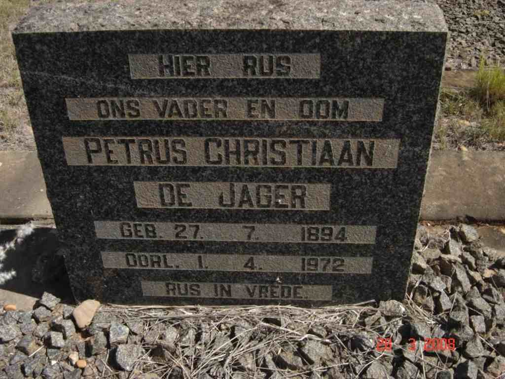 JAGER Petrus Christiaan, de 1894-1972