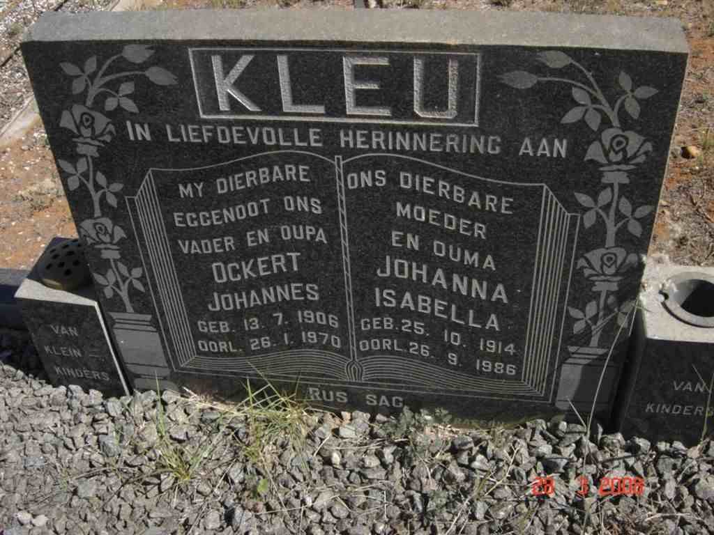 KLEU Ockert Johannes 1906-1970 &amp; Johanna Isabella 1914-1986
