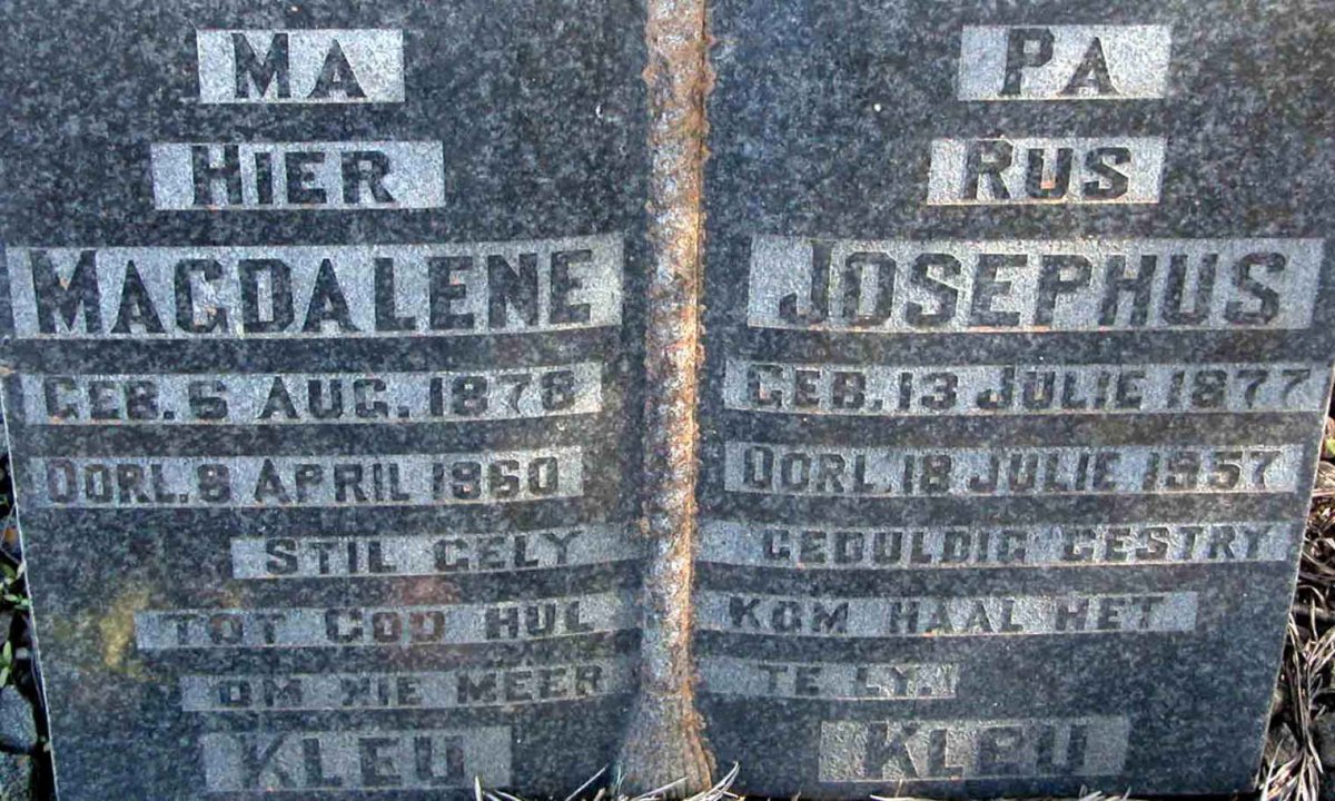 KLEU Josephus 1877-1957 &amp; Magdalene 1878-1960