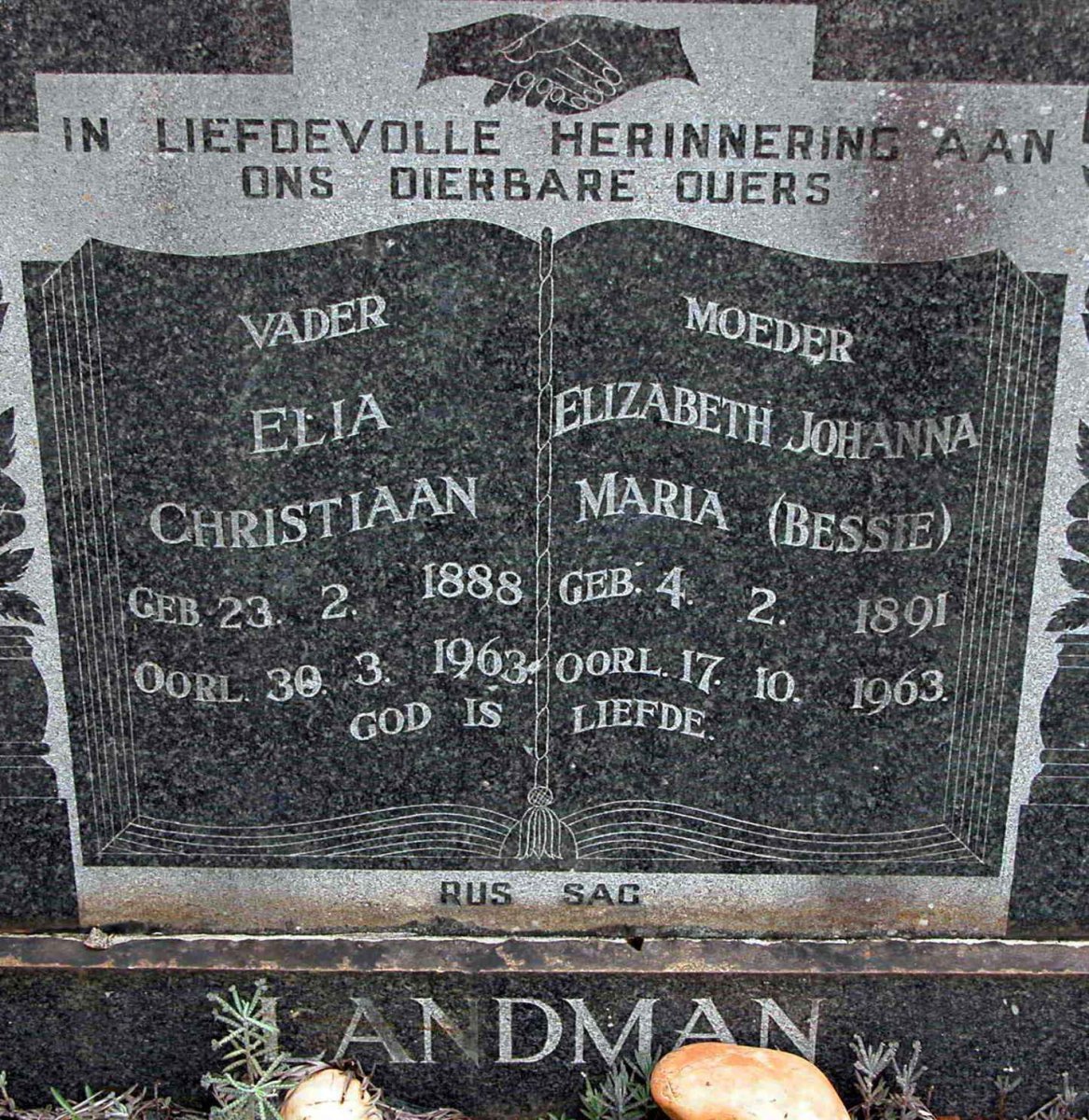 LANDMAN Elia Christiaan 1888-1963 &amp; Elizabeth Johanna Maria 1891-1963