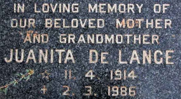 LANGE Juanita, de 1914-1986