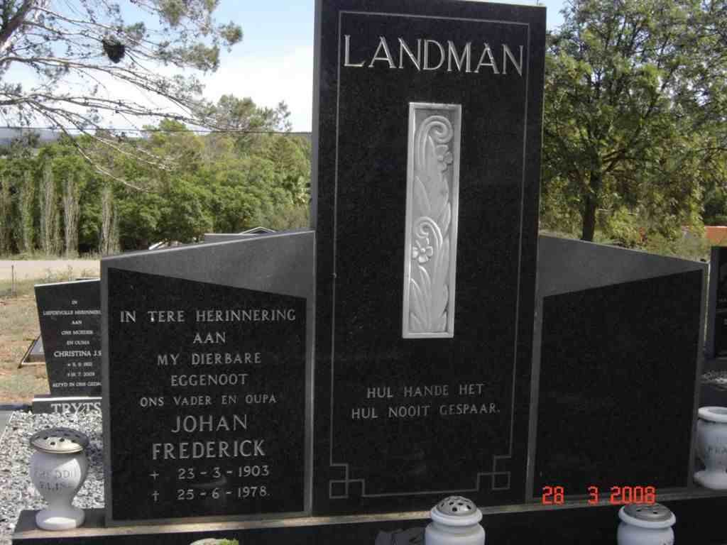LANDMAN Johan Frederick 1903-1978