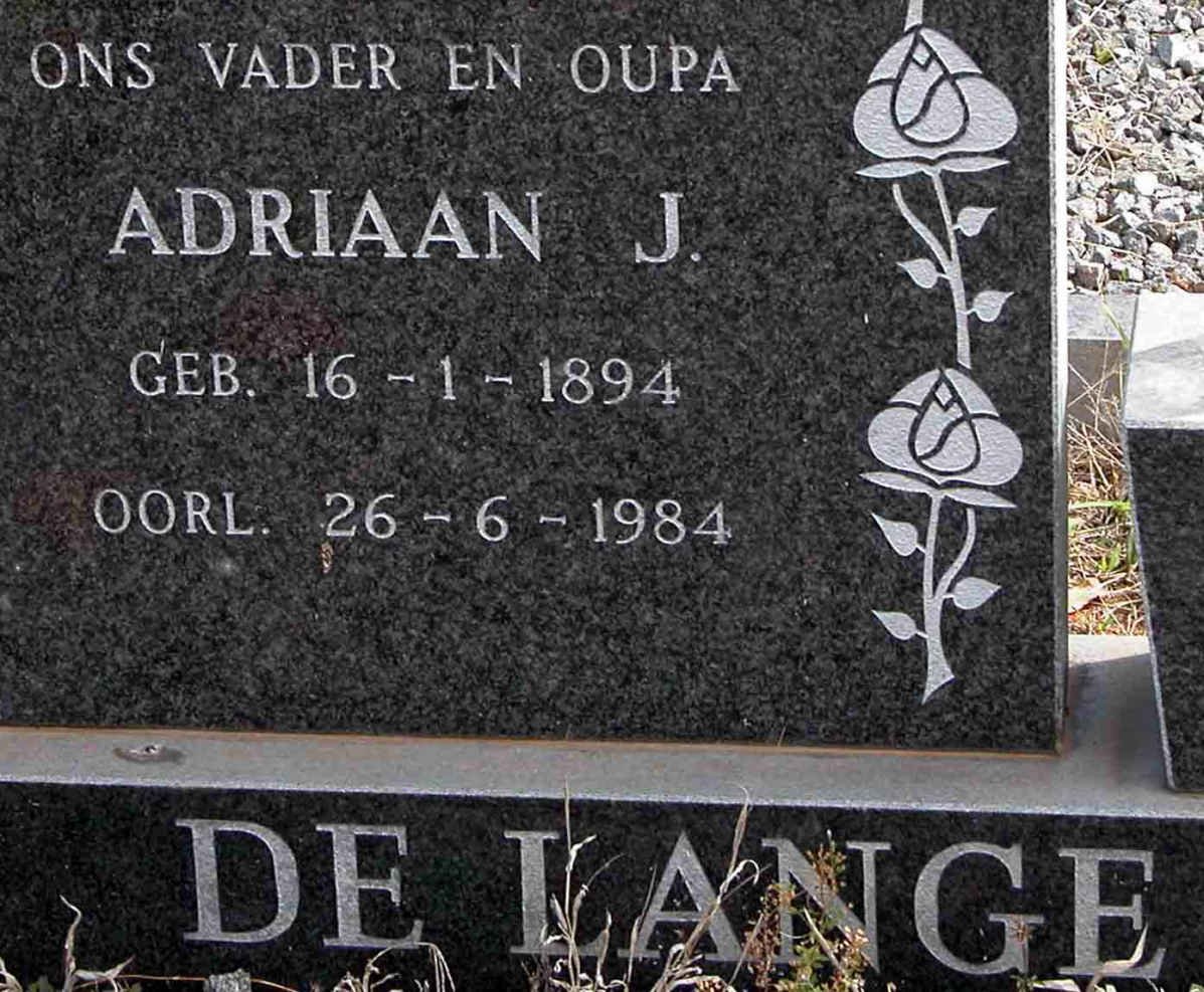 LANGE Adriaan J., de 1894-1984