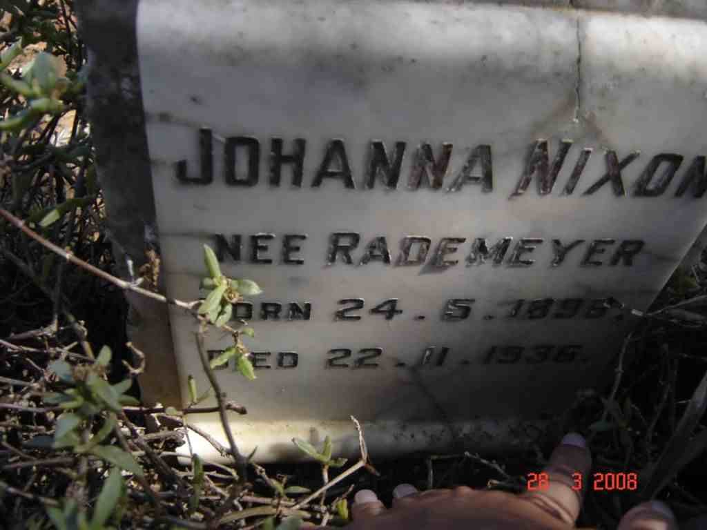 NIXON Johanna nee RADEMEYER 1895-1936
