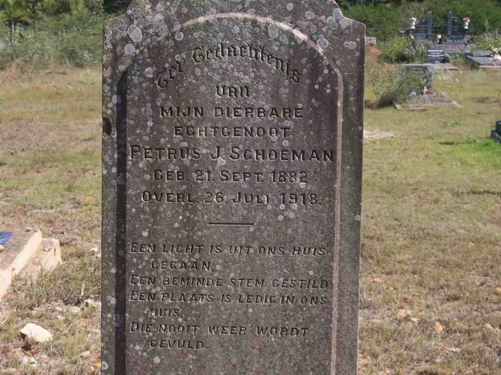 SCHOEMAN Petrus J. 1882-1918