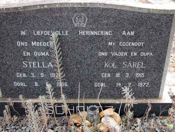 SCHOLTZ Sarel 1915-1972 &amp; Stella 1922-1996